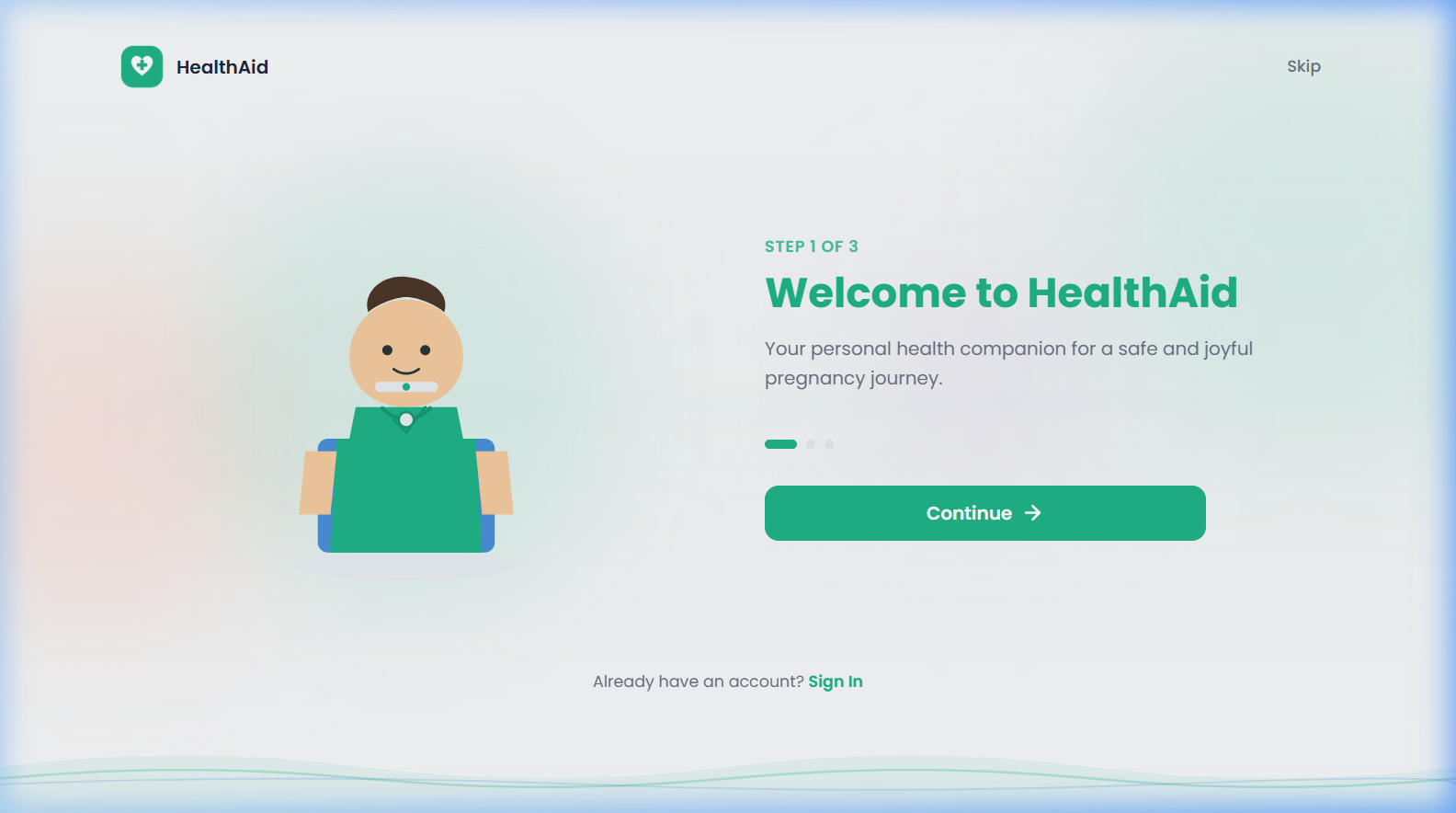 Health Aid Pregnancy Tracker - Real App Screenshot